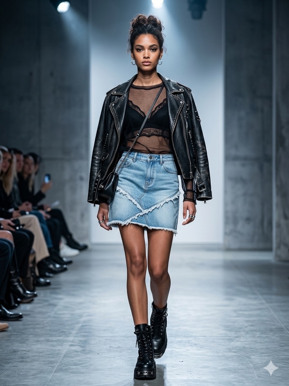 Vintage Y2K Light Wash Patchwork Denim Mini Skirt Raw Edge